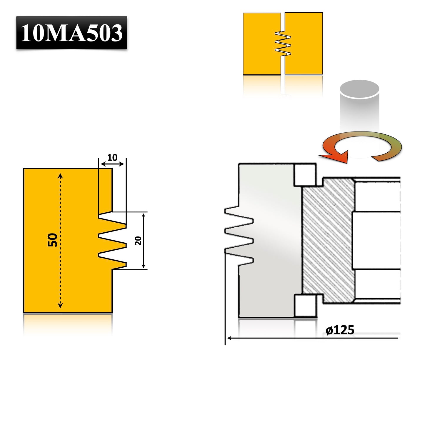 Freza Imbinare Finger Joint in dinti pentru lemn 50 mm de lung