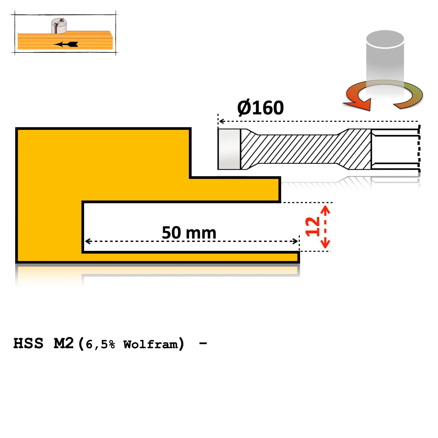 Freză Nut 160 x 12 mm – Brazată, HSS sau TCT Vidia