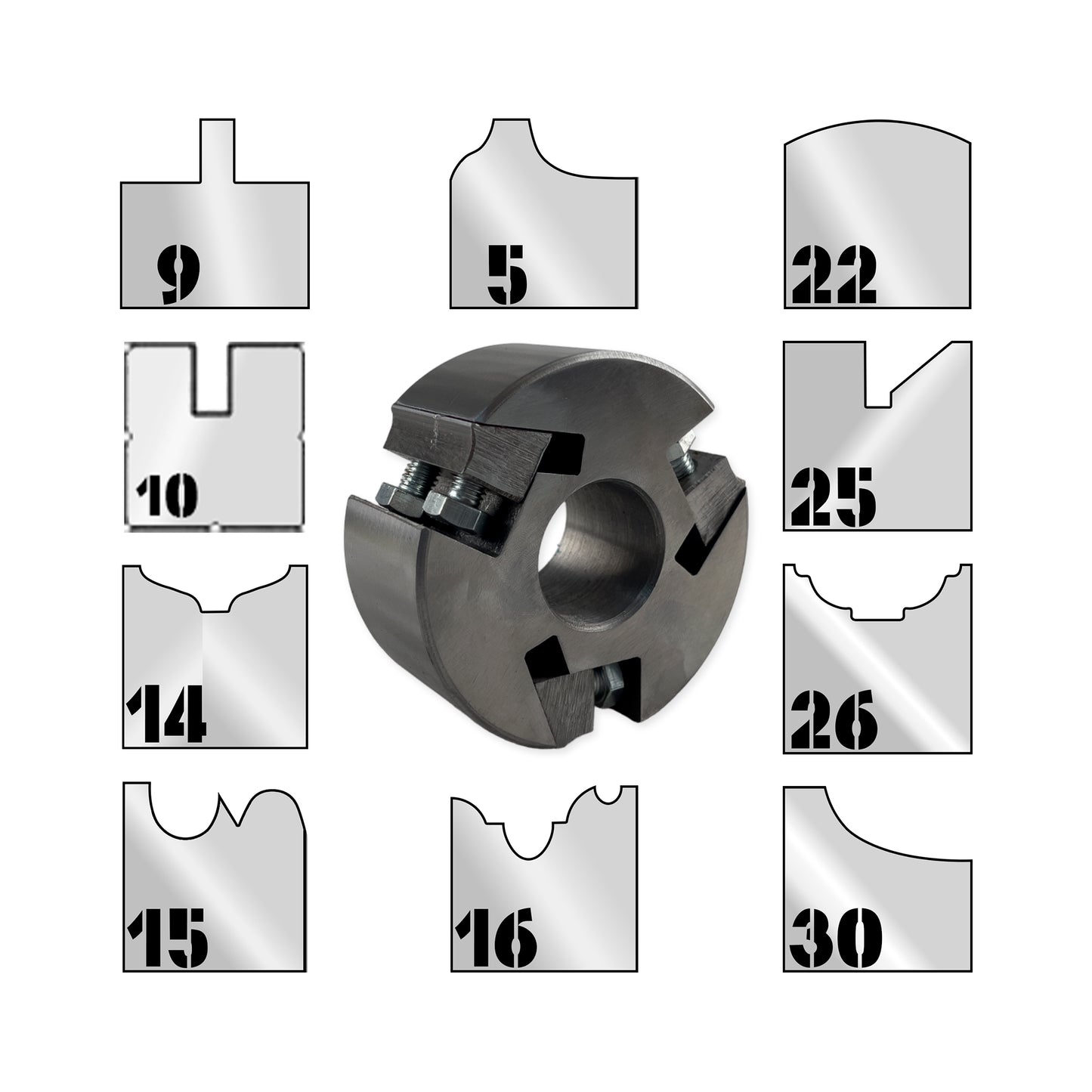 Cap Freză Lemn cu Cuțite Amovibile x10 Profile - 40 mm HSS