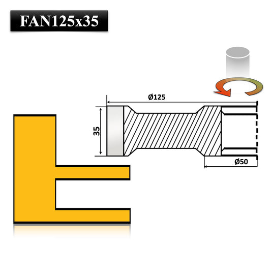 Freză profesională pentru falt nut, 125 mm diametru, 35 mm grosime, placare vidia, ideală pentru prelucrarea lemnului de esență moale și tare.