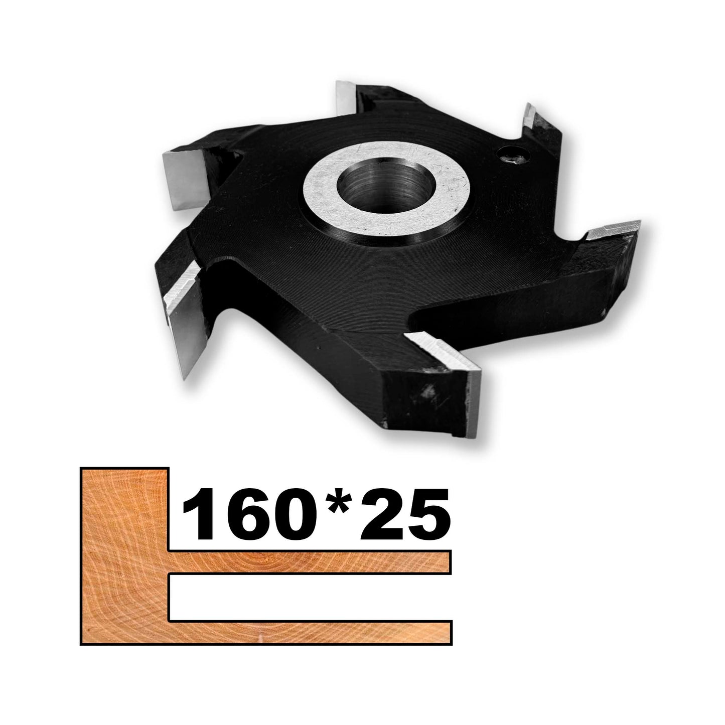 Freza nut 160x25x30 mm cu plăcuțe brazate din vidia – ideală pentru nuturi și falturi în lemn moale, lemn tare, MDF și PAL