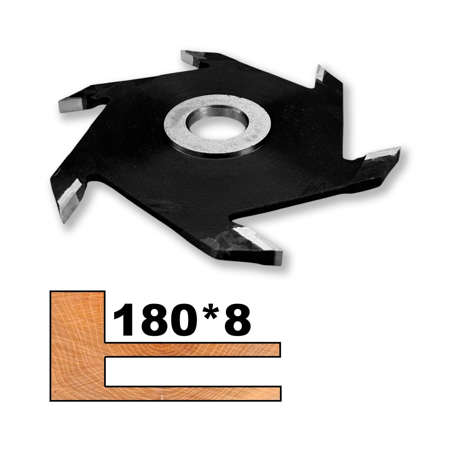 Freza nut 180x30x8 mm cu plăcuțe brazate din vidia – ideală pentru nuturi și falturi în lemn moale, lemn tare, MDF și PAL
