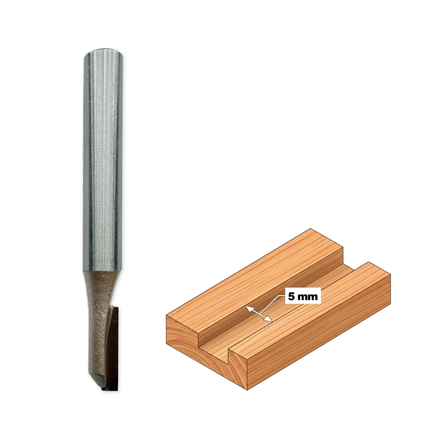 Freză pentru canal drept (deget) un tăiș, D5 mm, coadă d6 mm T.C.T Vidia 1001