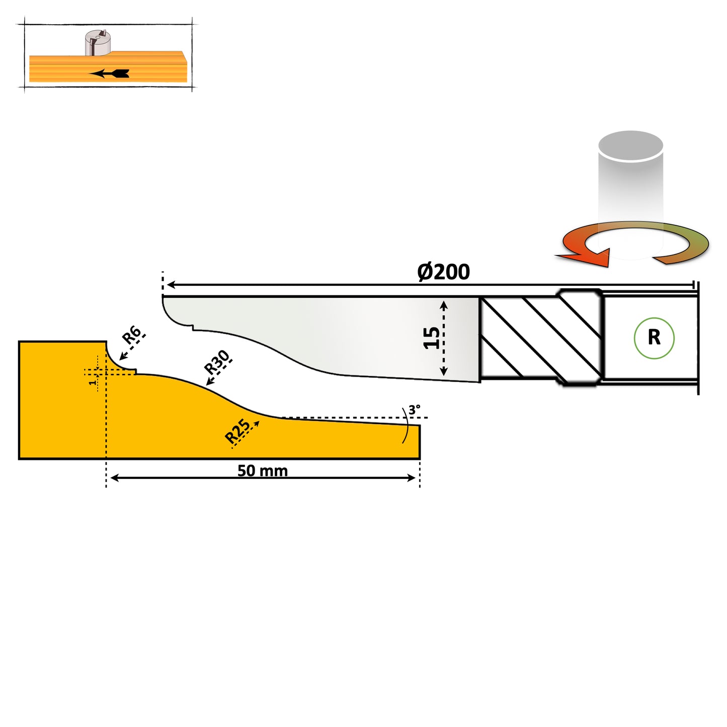 Freză pentru Lemn – Tăblie Uși Profil 23 HSS Standart