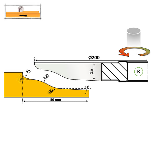 Freză pentru Lemn – Tăblie Uși Profil 23 HSS Standart