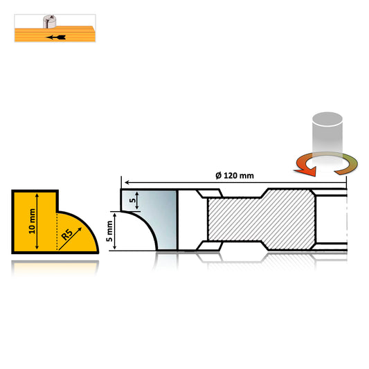 Freza Sfert de Cerc Concav 5 mm - R5