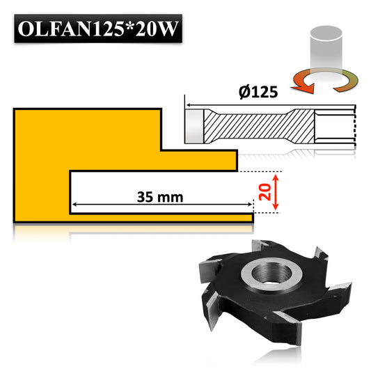 Freza Falt Nut pentru canelare lemn masiv sau moale de 125 x 20 mm, brazate cu widia