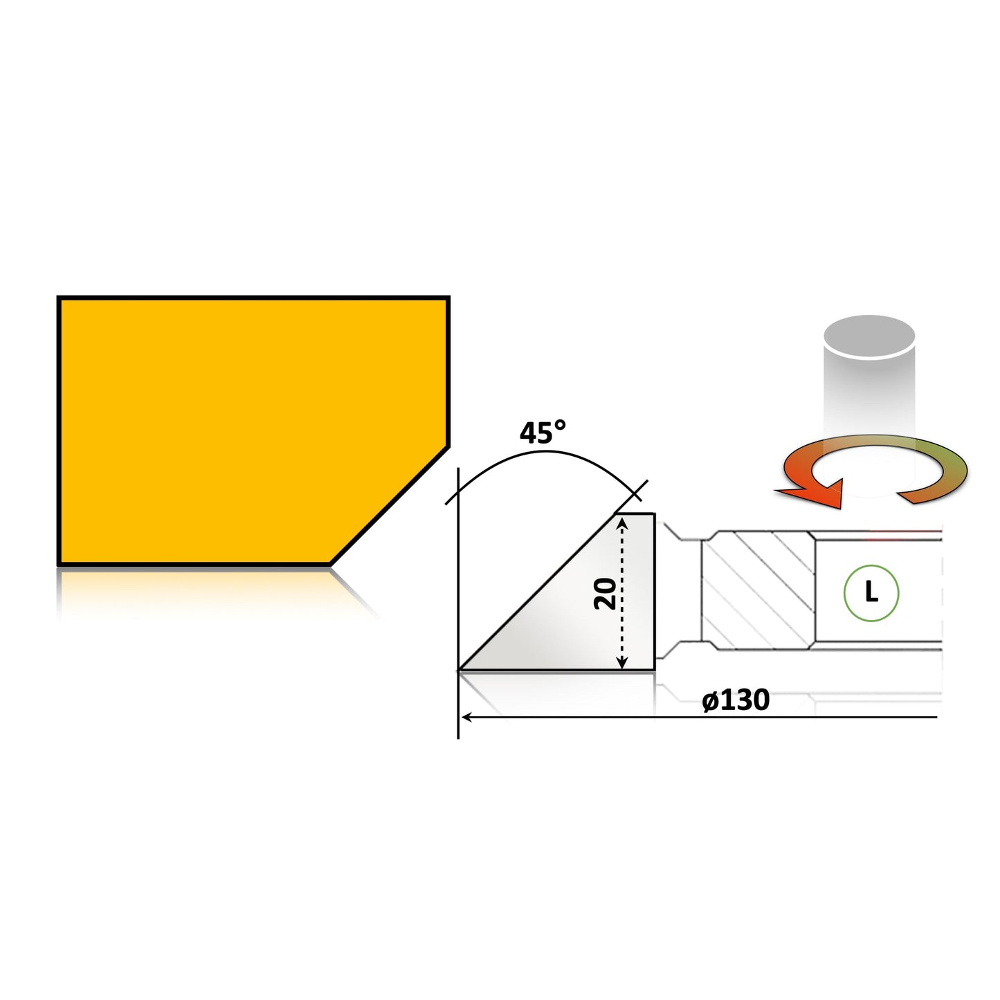 Freza de Fatetat Lemn la 45° Grade 20 mm - HSS sau Widia