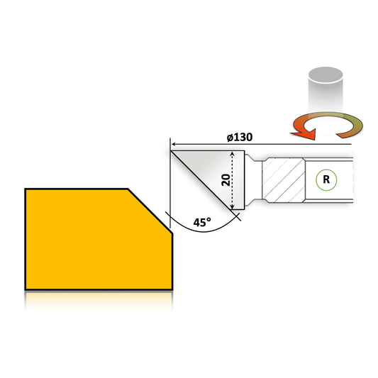 Freza de Fatetat Lemn la 45° Grade 20 mm - HSS sau Widia