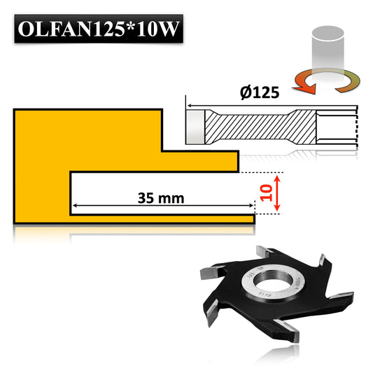 Freză nut clasică Vidia, 125 x 10 mm – ideală pentru realizarea de ulucuri și falturi precise în lemn.