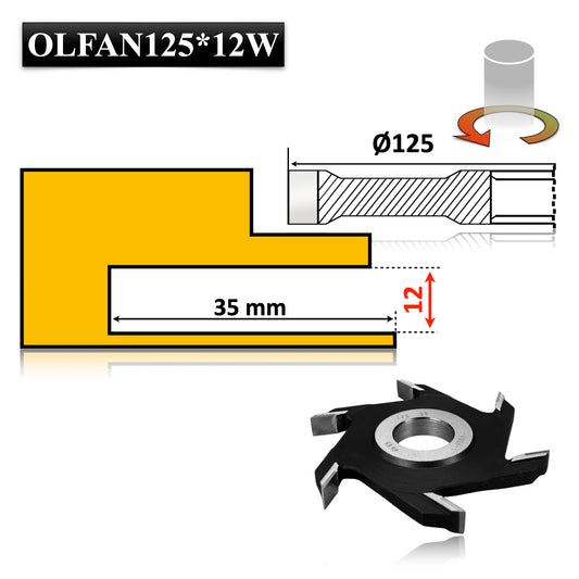 Freză nut clasică Vidia, 125 x 12 mm – ideală pentru realizarea de ulucuri și falturi precise în lemn.