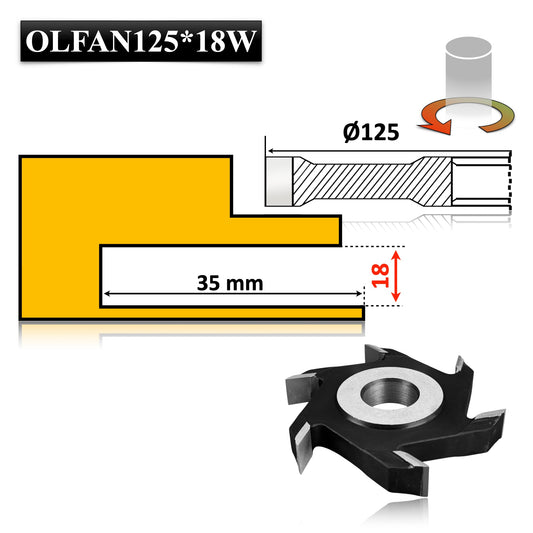Freza Falt Nut pentru canelare lemn masiv sau moale de 125 x 18 mm, brazate cu widia