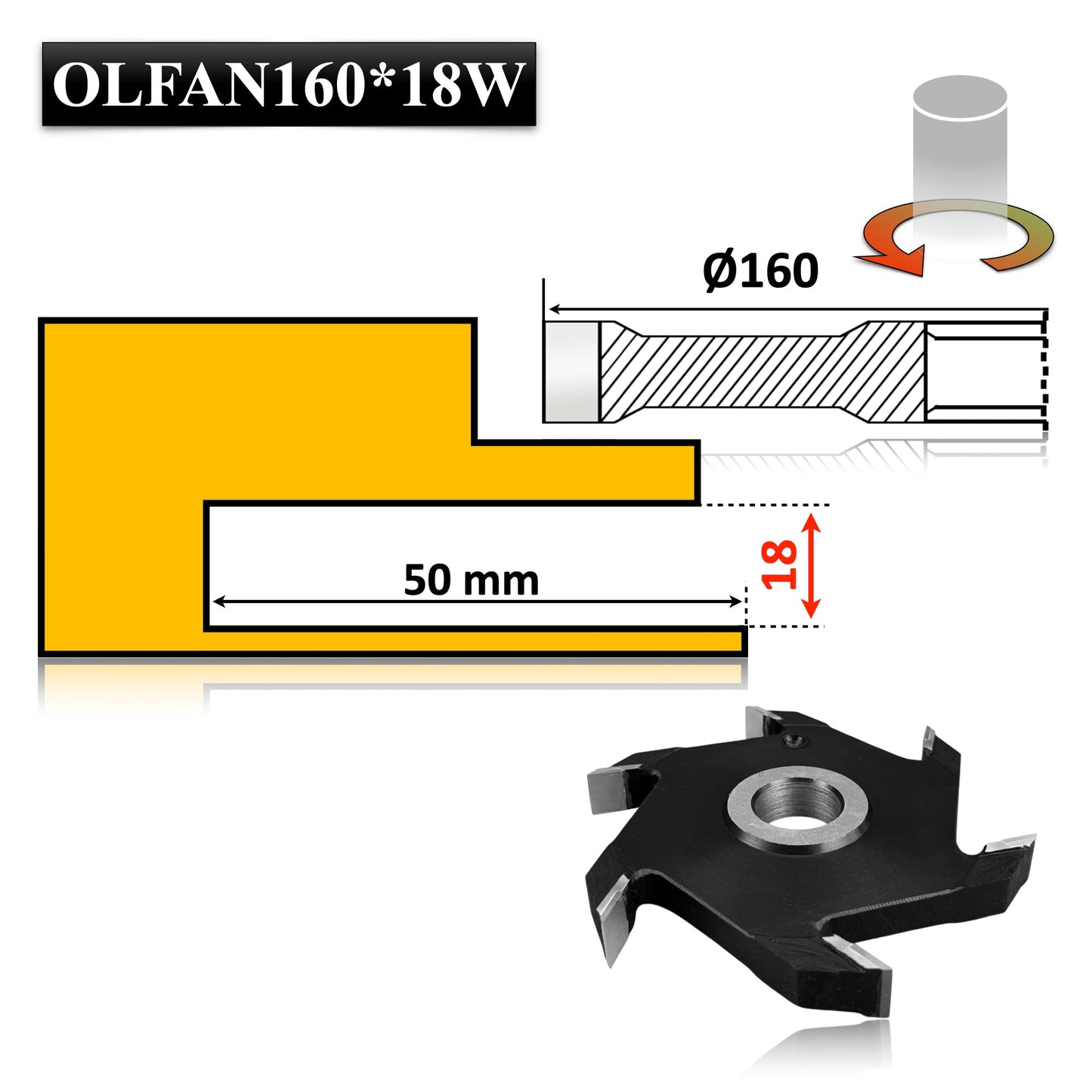 Freza Falt Nut pentru canelare lemn masiv sau moale de 160 x 18 mm, brazate cu widia
