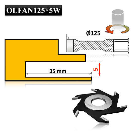 Freză nut clasică Vidia, 125 x 5 mm – ideală pentru realizarea de ulucuri și falturi precise în lemn.