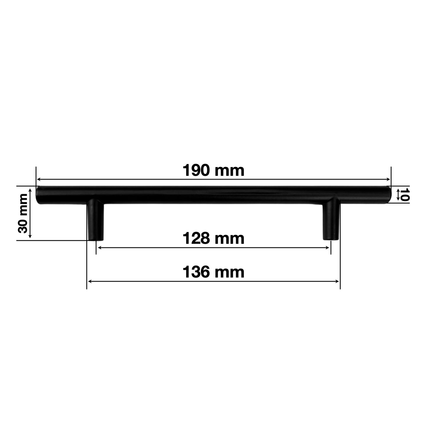 Maner pentru mobila model t negru de 190 mm