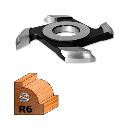 Freza Concavă Sfert de Cerc HSS sau Semi Luna pentru rotunjire cant cu raza de 6 mm dimensiuni 120 x 30 x 10 R6