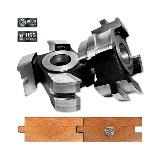 Set Freze Nut și Feder cu Rost Termic Rotund (Softline) pentru Lambriu și Dușumea 45mm HSS Premium