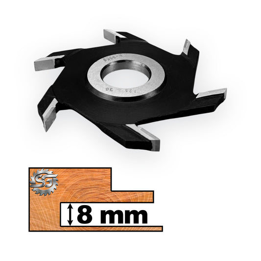 Freză circulară de nut 125 x 8 mm, tăișuri HSS M2 / Vidia, pentru realizarea canalelor în lemn masiv.