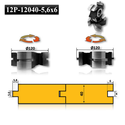 Set freze cu alezaj pentru ax de îmbinare parchet și dușumea din lemn. Ideal pentru prelucrarea îmbinărilor lamba și uluc, nut și feder, cu diametru de 40 mm. Oferă precizie și durabilitate pentru montarea pardoselilor din lemn.