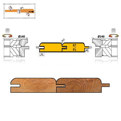 Set Freze pentru lambriu cu profil semi rotund sau semi luna la imbinare in V cu o gorsime de prelucrare pana la 26 mm