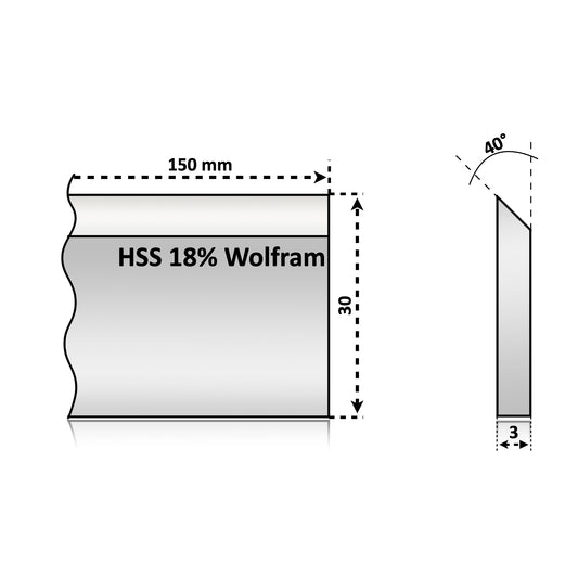 Cutit rindeluire Abric (Abricht) Pilana 150 x 30 x 3