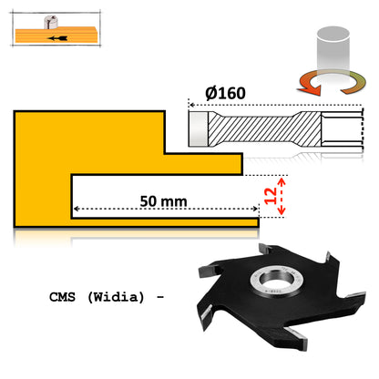 Freză Nut 160 x 12 mm – Brazată, HSS sau TCT Vidia