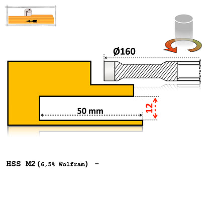 Freză Nut 160 x 12 mm – Brazată, HSS sau TCT Vidia