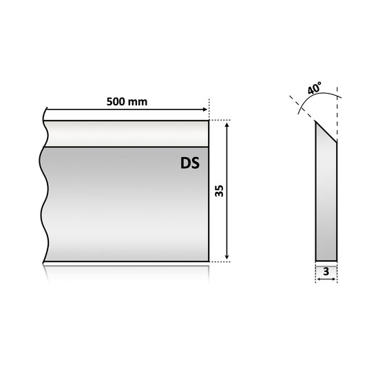 Cutit rindeluire pentru Abric sau Abricht Pilana 500 x 35 x 3 DS de rindeluit sau geluit lemn