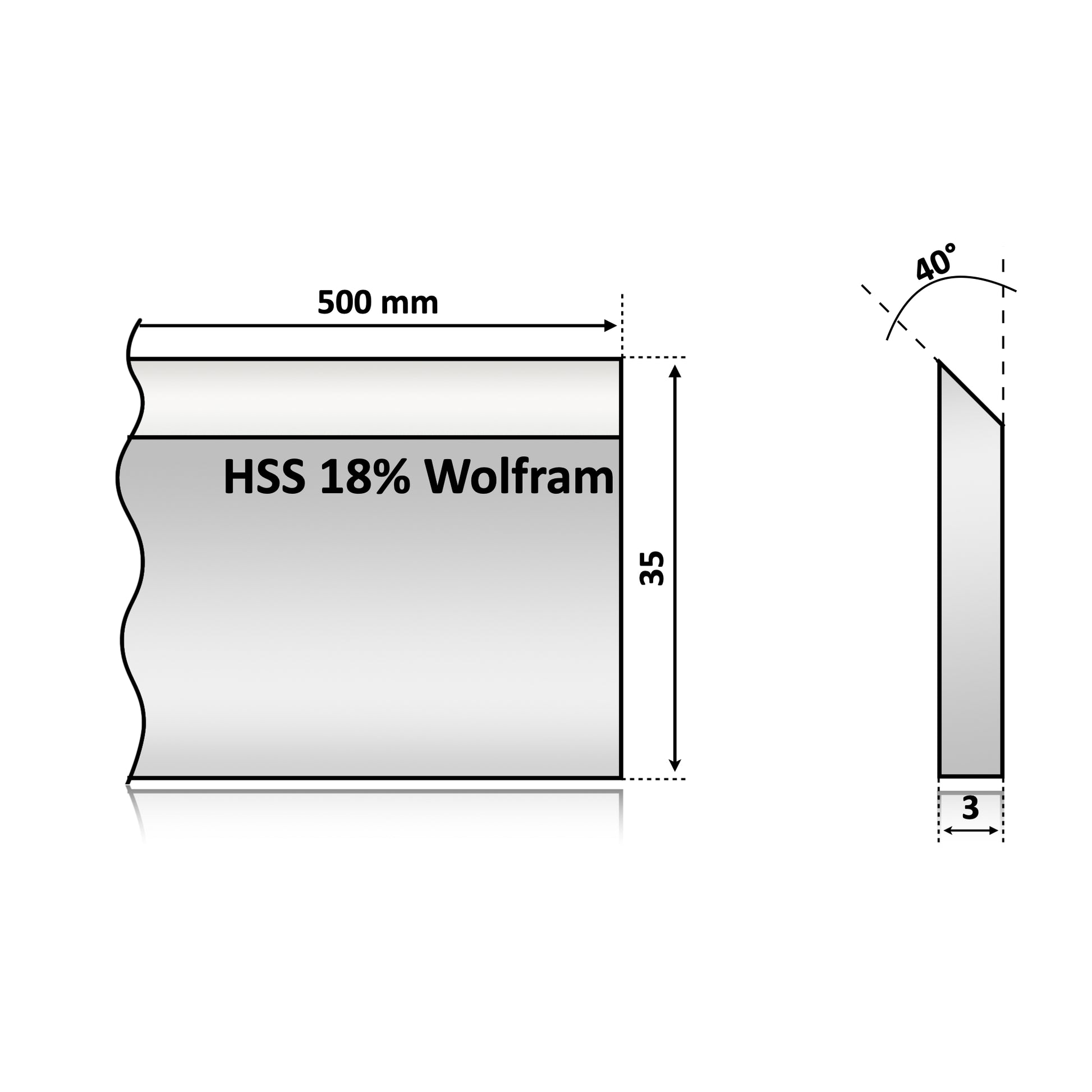 Cutit rindeluire pentru Abric sau Abricht Pilana 500 x 35 x 3 HSS de rindeluit sau geluit lemn