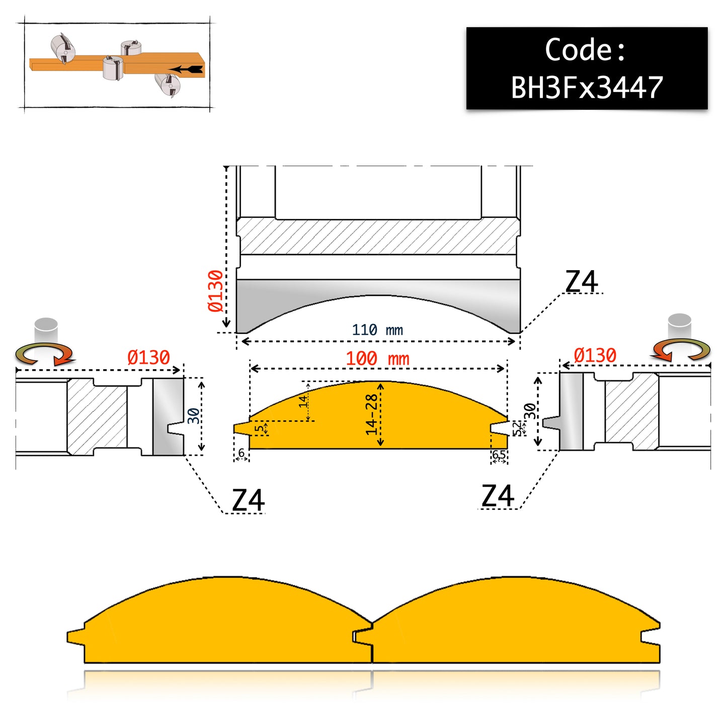 Set Freze Block House (Imitație Bustean) – Lambriu Profil Rotund | HSS M2 | La Comandă