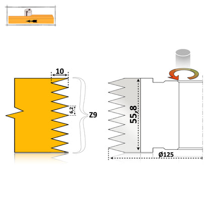 Freză Îmbinare Lemn Lamelar Longitudinal C11 - 55,8 mm HSS Standard