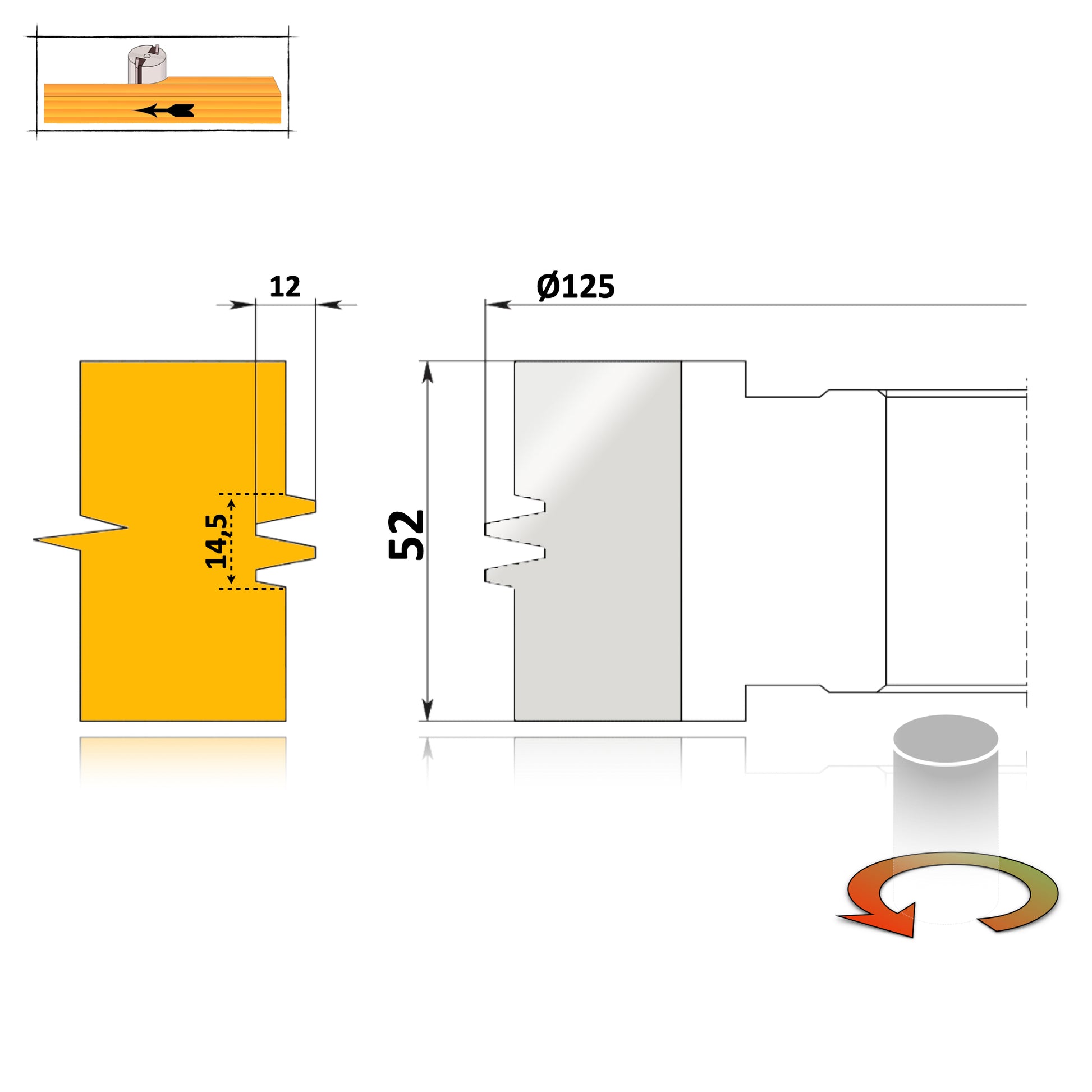 Freză profesională C13 din oțel pentru îmbinări rezistente prin macroimbinare (macro-finger joint), sculă așchietoare pentru ateliere de tâmplărie.