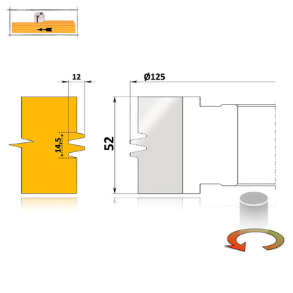 Freză profesională C13 din oțel pentru îmbinări rezistente prin macroimbinare (macro-finger joint), sculă așchietoare pentru ateliere de tâmplărie.