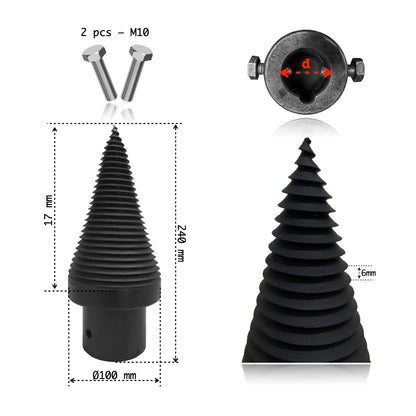 Con Crapător Lemne Spiralat, Tip Burghiu | Ø60 mm - Ø100 mm | Tratat Termic