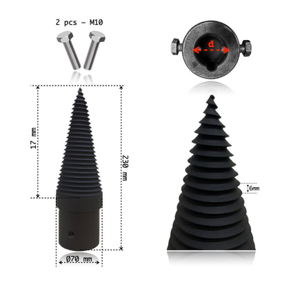 Con Crapător Lemne Spiralat, Tip Burghiu | Ø60 mm - Ø100 mm | Tratat Termic
