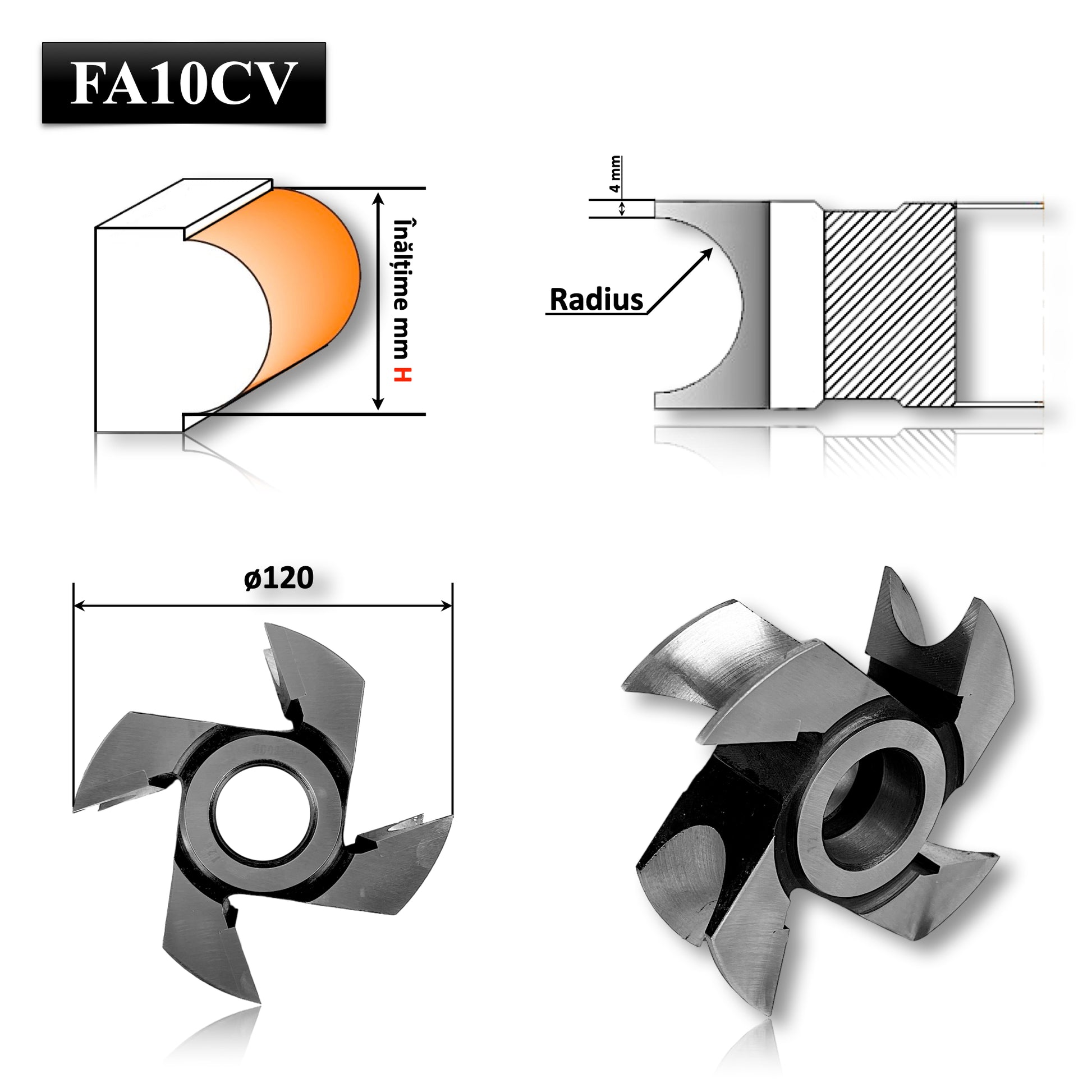 Freze concav jumatate de cerc radius raza semi luna rotunjire cant coada instrumente lemn