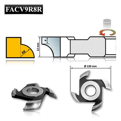 Freza Concava Sfert de Cerc 8 mm HSS - FACV9R8