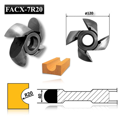 profil sculptat casetat raionat freza lemn convex adanc contur curb raza R20 40 mm