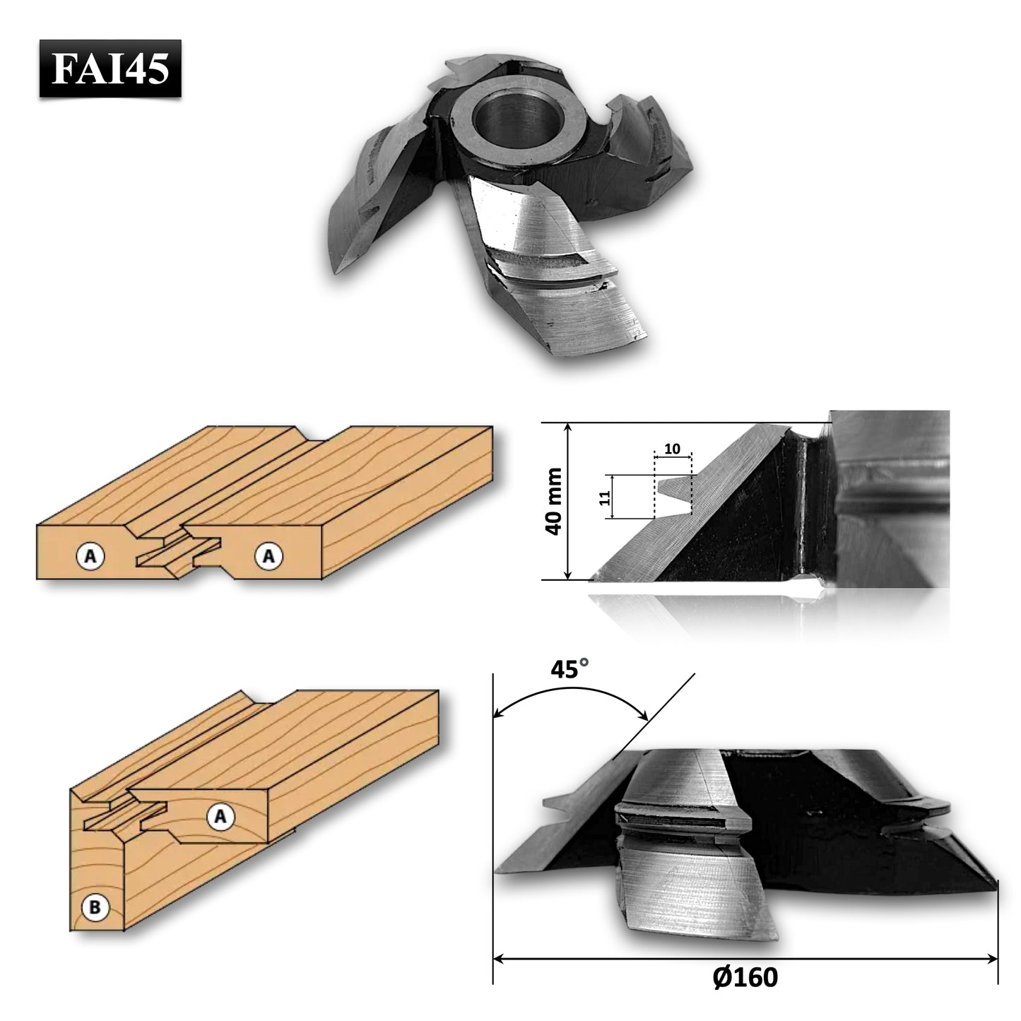 Freză pentru Îmbinare la 45 Grade 40 mm – FAI45