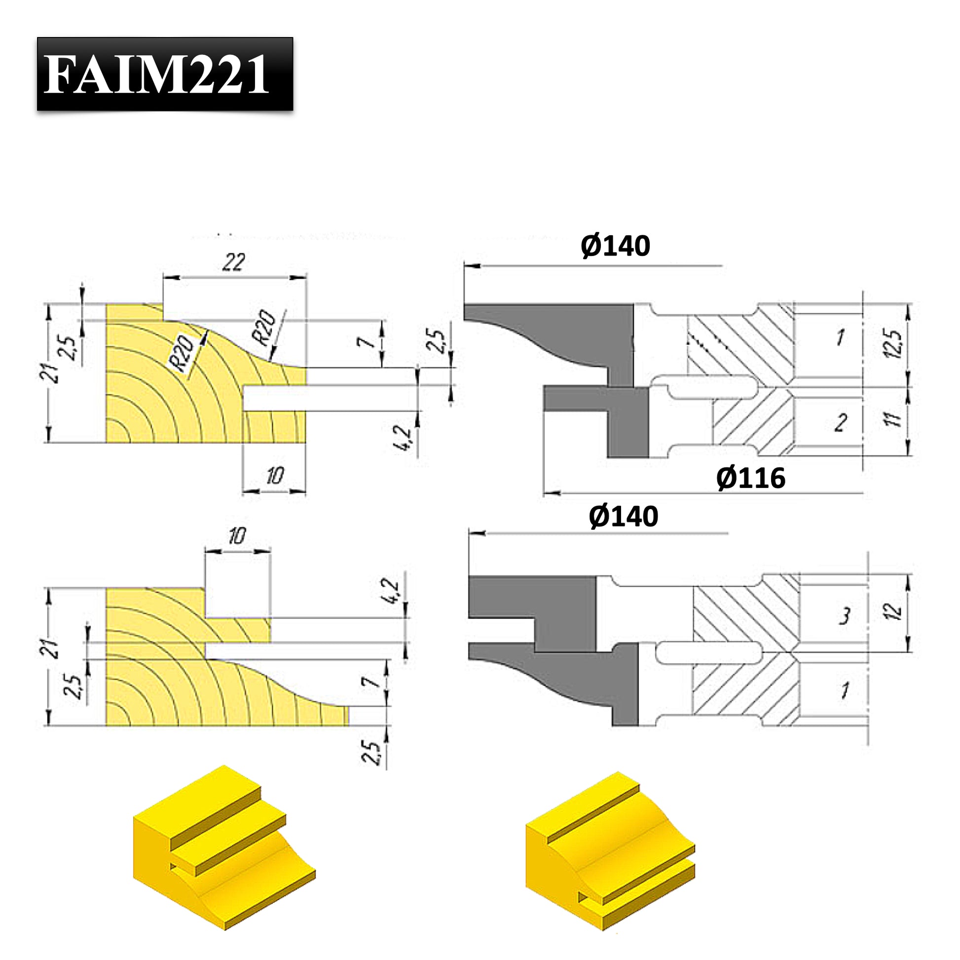 Set Freze Profil Contraprofil pentru Imbinare Mobila