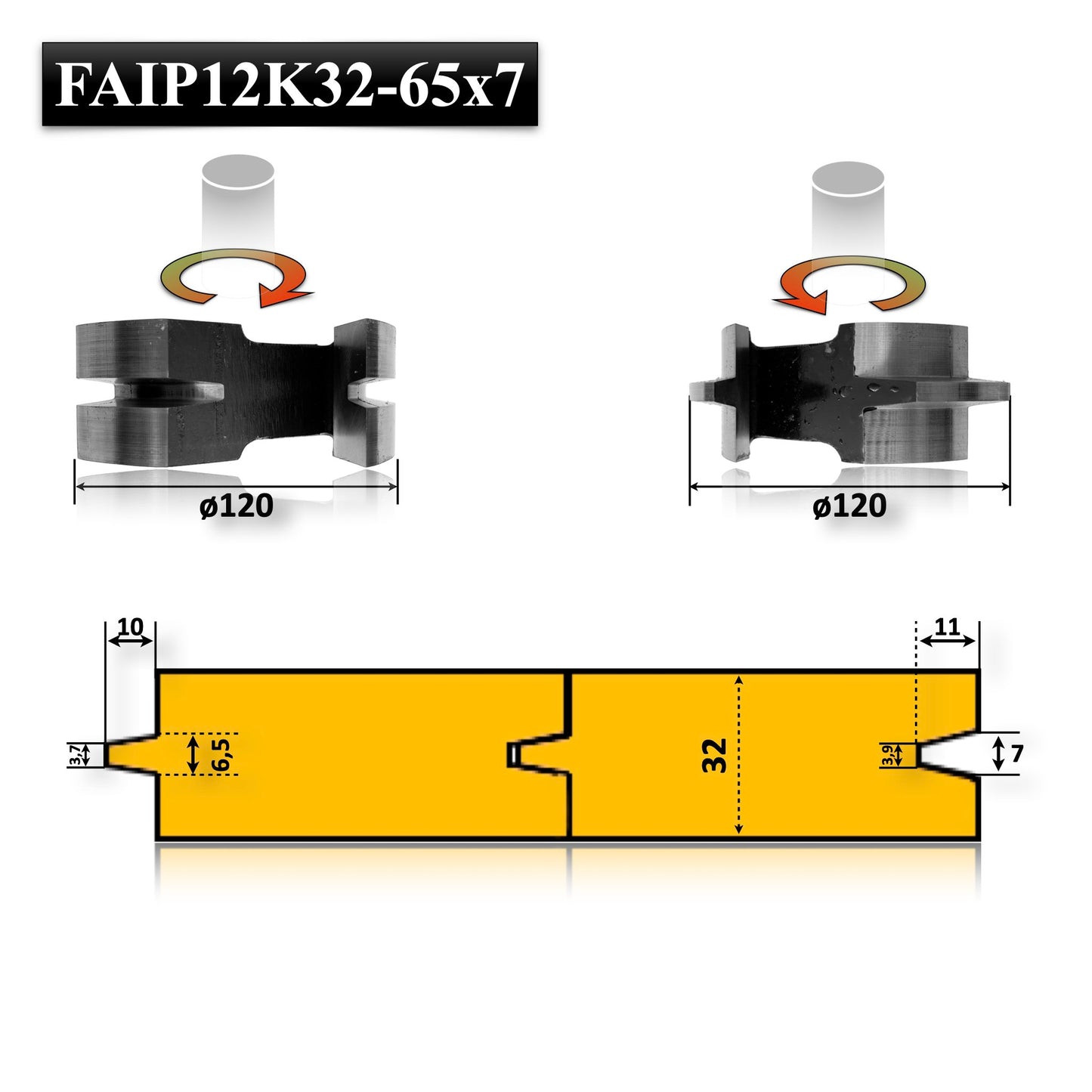 Freza Nut si feder pentru imbinare parchet dulap scandura blat dusumea cu grosime de pana la 32 mm avand lamba 6 si uluc 7 cu alezaj ax 30 mm 