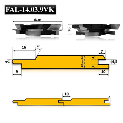 Freze pentru Lambriu cu Profil Oblic 12 > 23 mm - 14.03.9VK