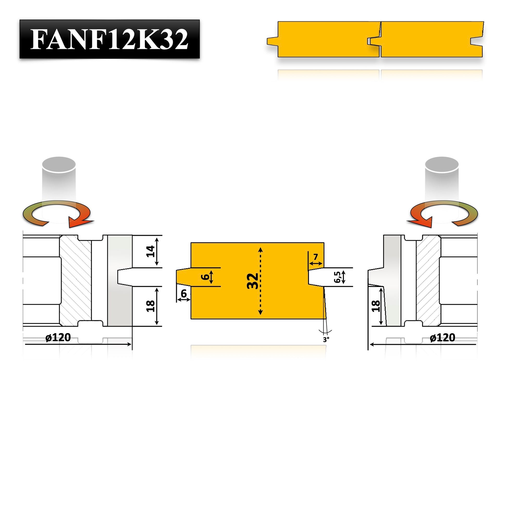 Set Freze Nut si Fede placate cu Otel Rapid HSS (Lamba și Uluc) pentru Imbinarea Conica a Lemnului tip parchet, dulap, dusumea pana la > 30 mm.