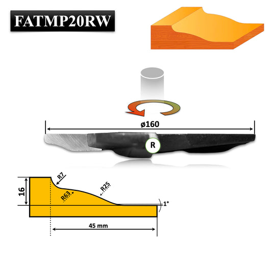 Freză 160 mm pentru lemn masiv și MDF, ideală pentru tâmplărie fină.
