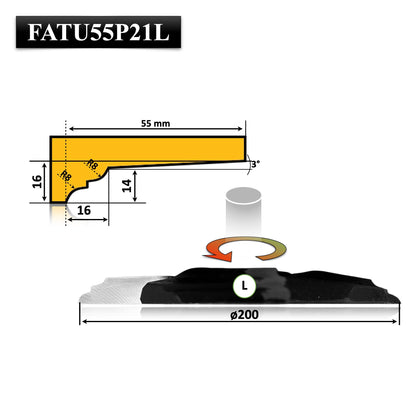 Freza cu alezaj placata cu HSS pentru realizarea tablie mobila de 200 diametru cu adancime 55 mm cu profil barocco