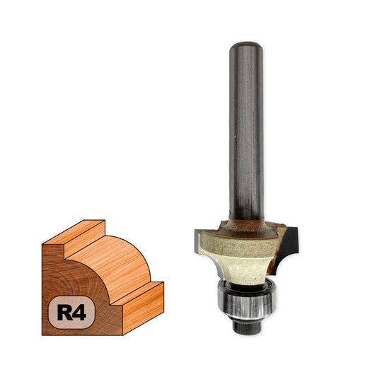 Freză cu Coadă Concav (Sfert de Cerc) D=18mm, R4, Z2 – T.C.T. (Vidia) Vatzo