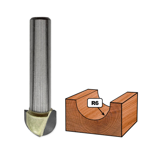 Freză cu Coadă Convexă (Semicerc) D=12mm, S=8mm, R6, Z2 – T.C.T. (Vidia) – Vatzo