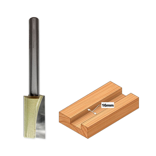 Freză cu Coadă pentru Canal Drept D=16mm, S=8mm, Lc=30mm, L=90mm, Z2 – T.C.T. (Vidia) – Vatzo