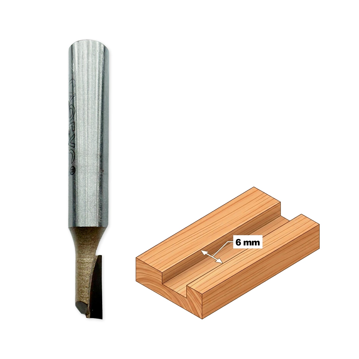 Freză cu Coadă pentru Canal Drept D=6mm, S=8mm, Lc=12mm, Z1 – T.C.T. (Vidia) – Globus