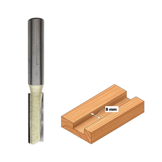 Freză cu Coadă pentru Canal Drept D=8mm, S=8mm, Lc=25mm, L=63mm, Z2 – T.C.T. (Vidia) – Vatzo